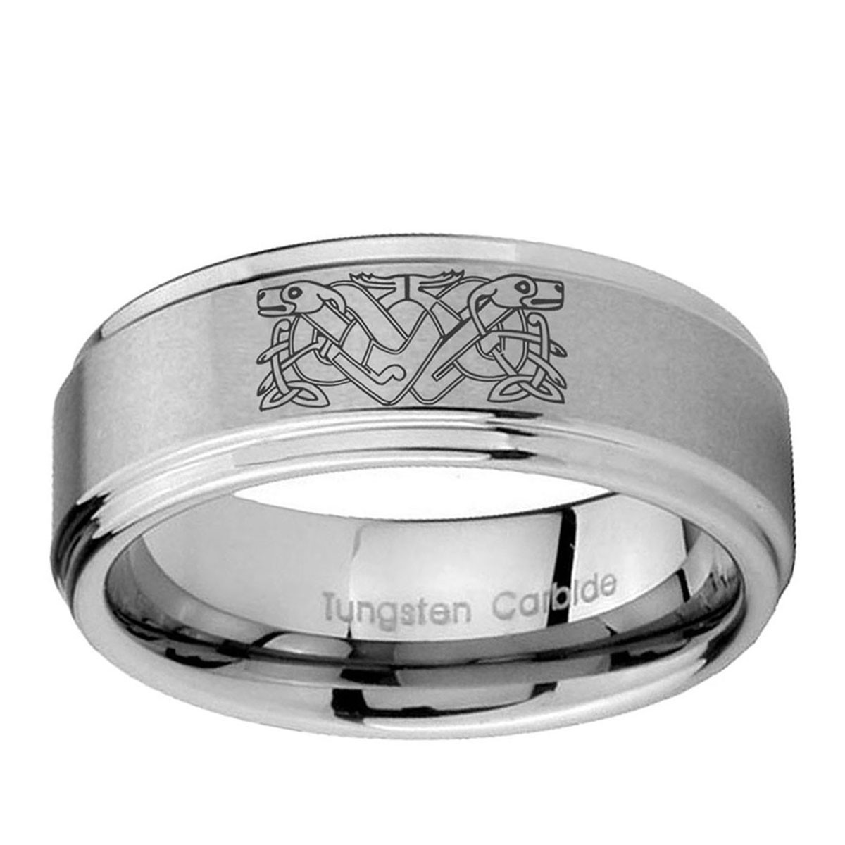 Celtic Dog Tungsten Men Rings Engraved
