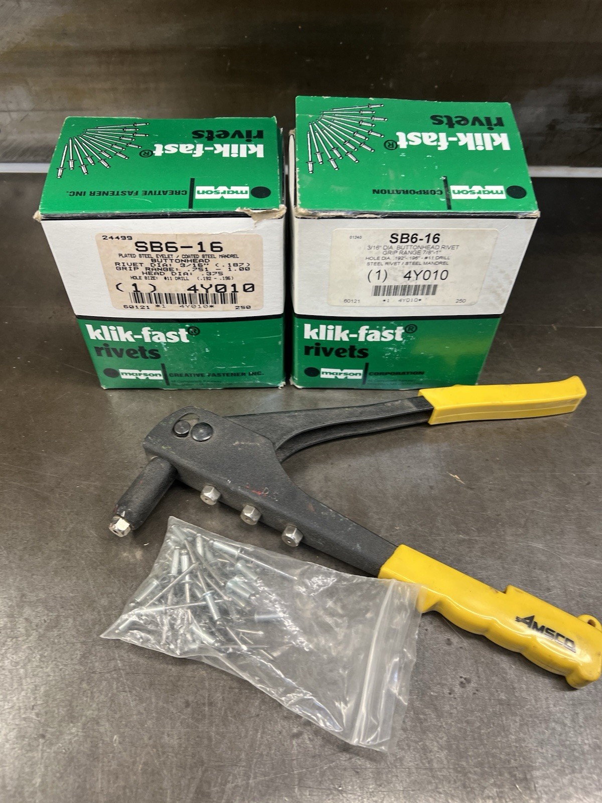 Amsco Rivet Tool With 2 Boxes 3/16 Rivets