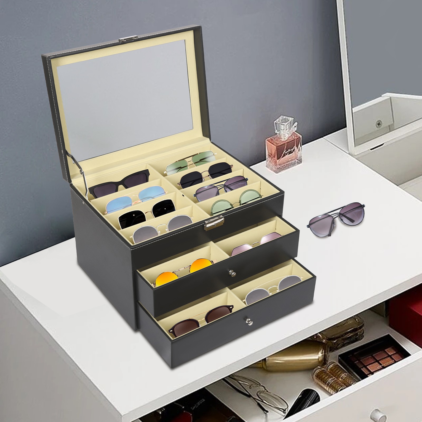 Counter Table Sunglasses Glasses Display Storage Display Organizer Box 24 Slots