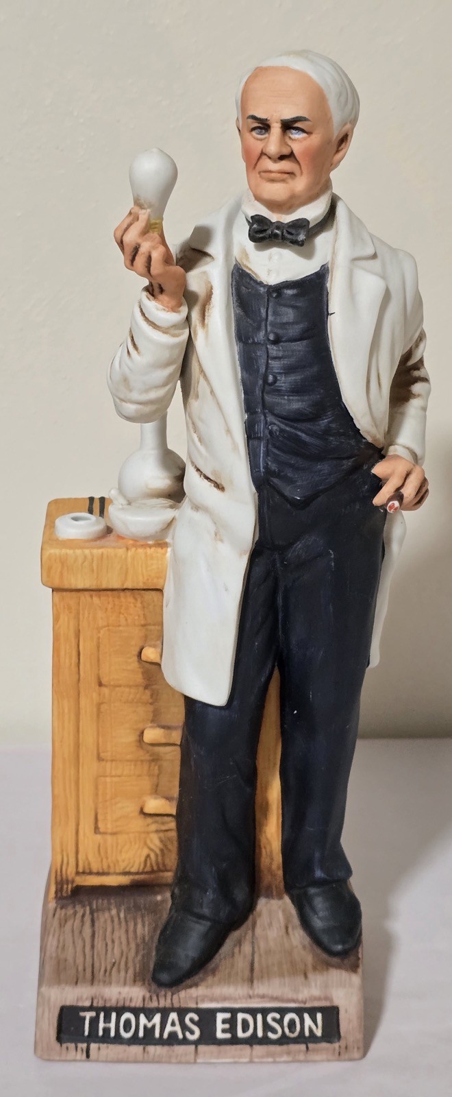 Thomas Edison Decanter Empty McCormick Distillery American Porcelain Cork Damage