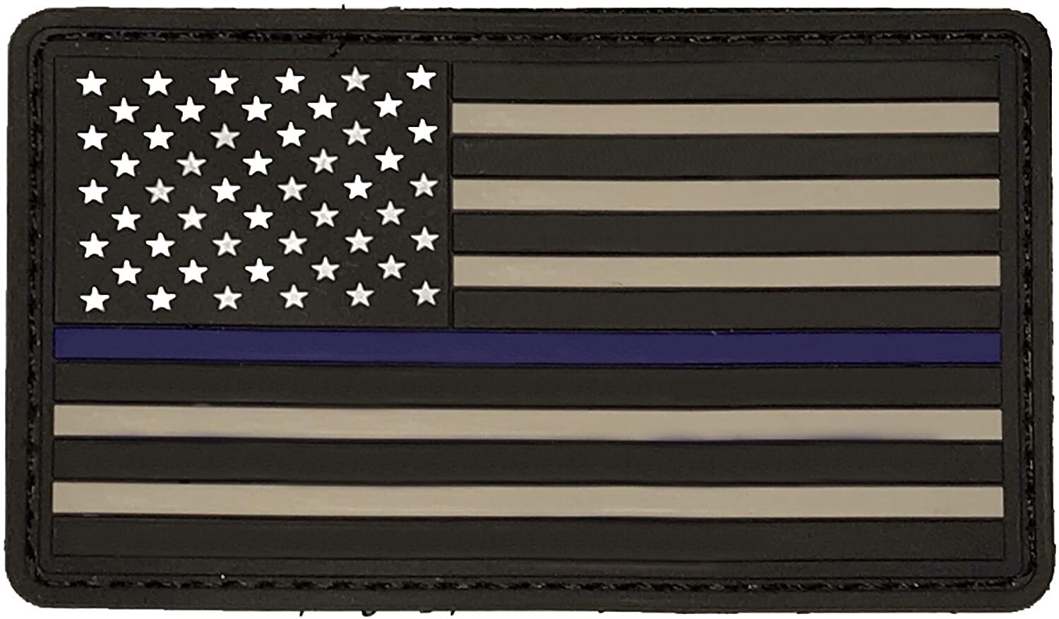 Thin Blue Line American Flag - PVC Morale Patch with hook backing