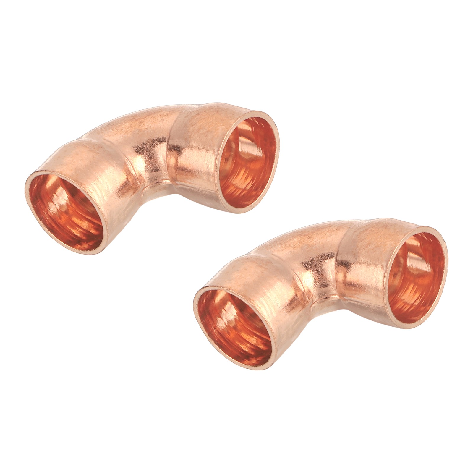2 Pcs 0.47 Inch 90 Degree Copper Pipe Fitting with Sweat Solder, 0.98x0.98inch
