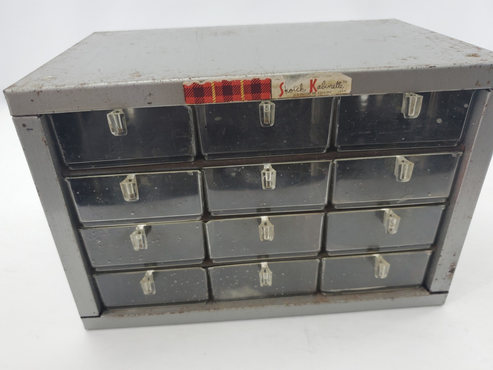Vintage Skotch Kabinette 12 Drawer Metal Storage Garage Parts Organizer Cabinet