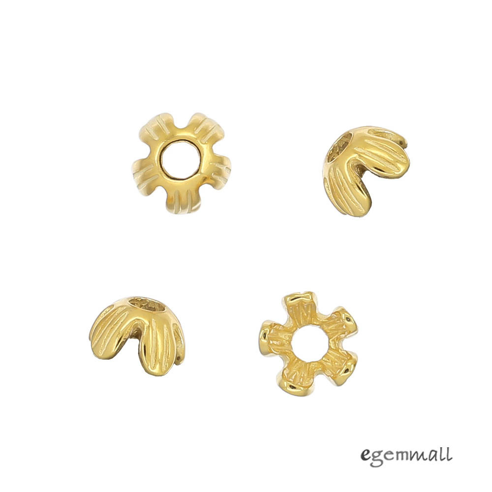 20x Gold Plated Sterling Silver Daisy Flower Bead Caps 6mm #99547