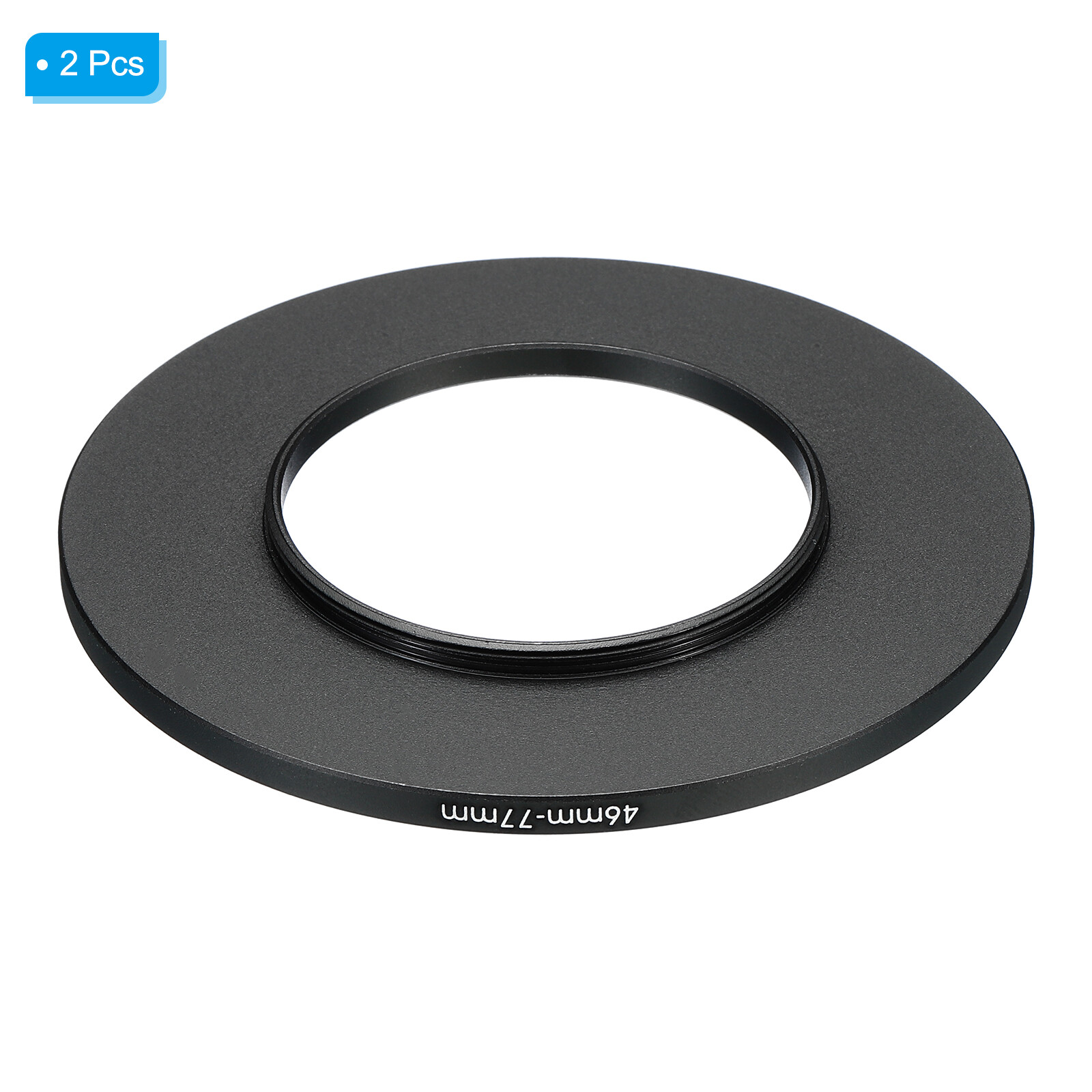 46mm-77mm Metal Step Up Ring, 2 Pcs Camera Lens Filter Adapter Ring Black