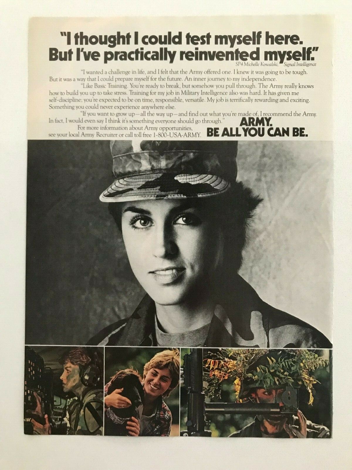 Army. Be All You Can Be. Special Intelligence  Vintage 1980's Print Ad