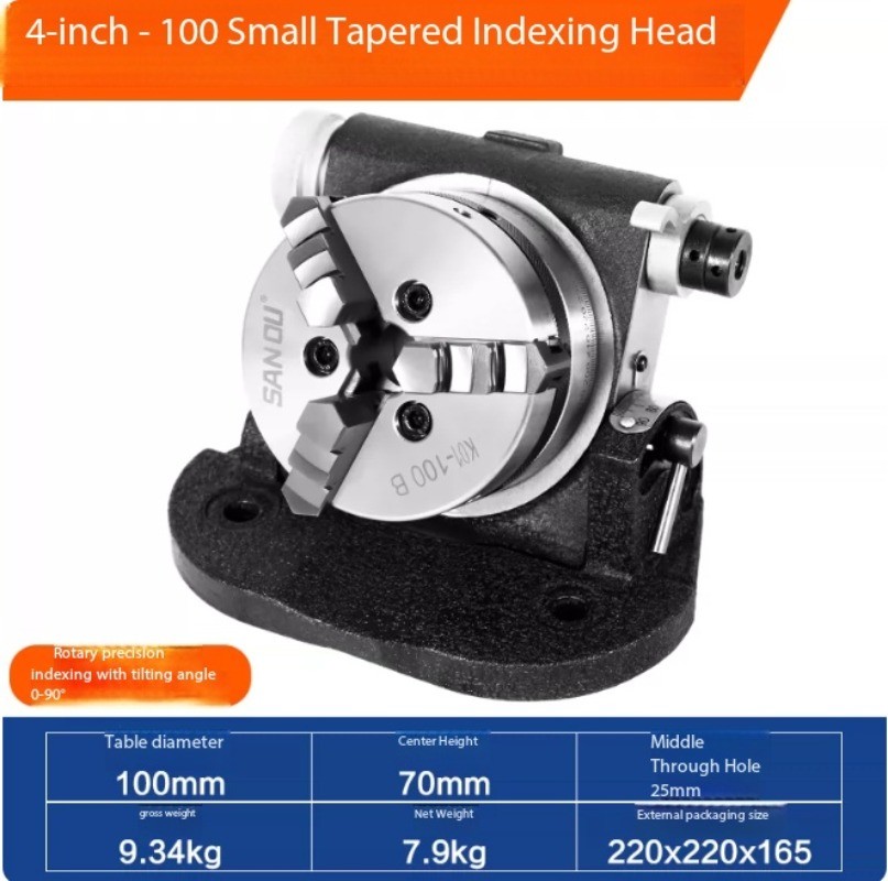 4 Inches Micro Horizontal Universal Indexing Head Simple Indexing Plate