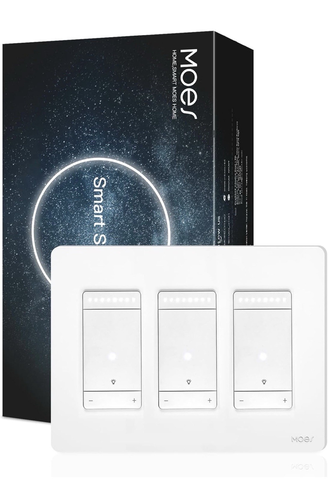 MoesGo Smart Light Switch 3 Gang with Star Ring Design, 2.4GHz WiFi Wall Swit...