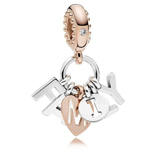 Authentic Pandora Charm, ROSE Perfect Family Dangle, 787785CZ, Silver, ROSE