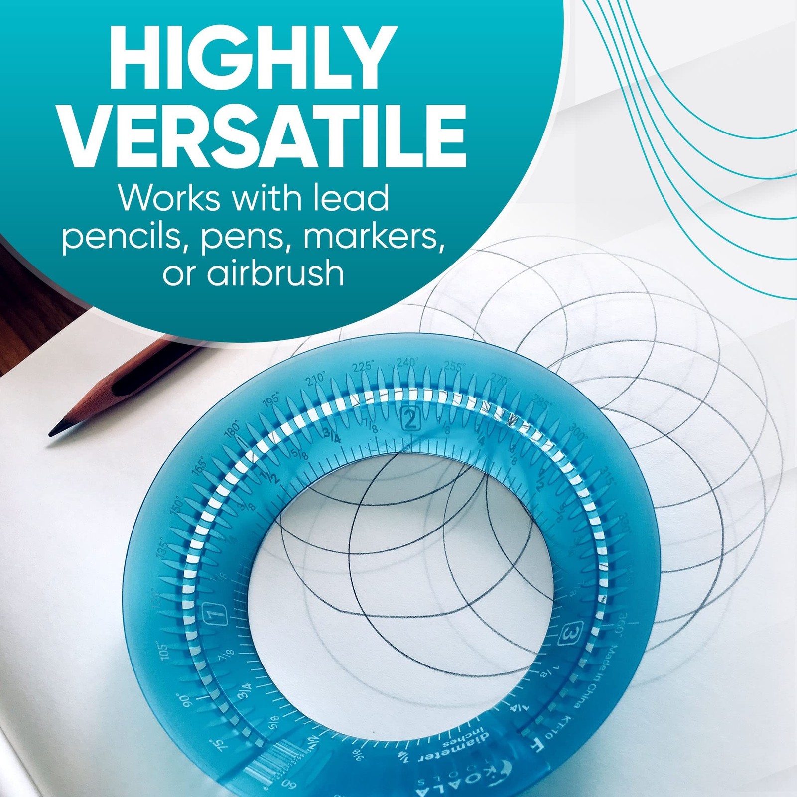 Koala Tools - Mini Ring Ruler for Circle Templates and Surfaces, Circular Rul...