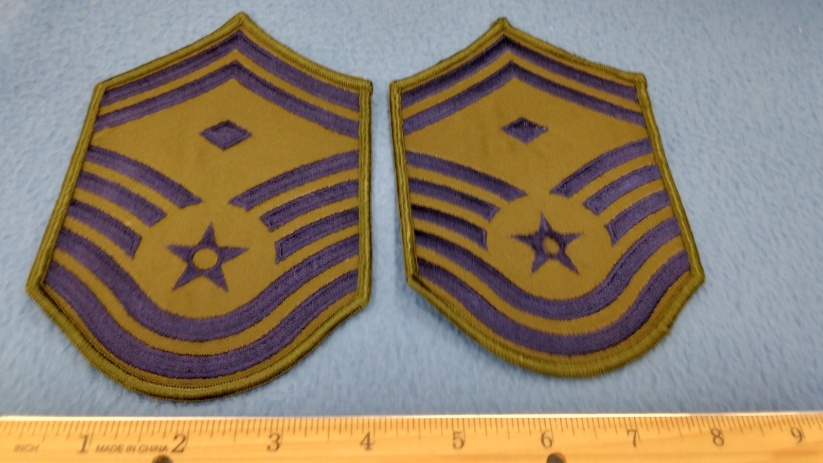 Pair Of US Air Force First Sergeant Patches Green USAF  - NEW