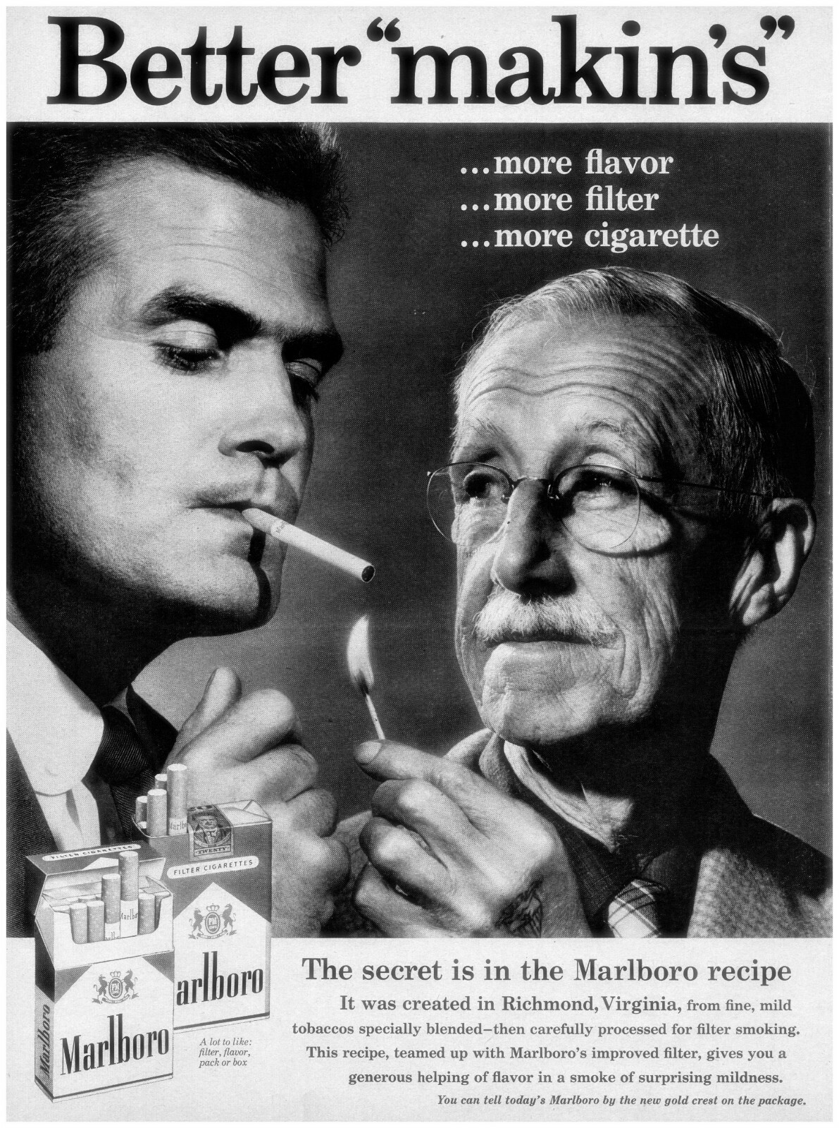 1959 Marlboro Vintage Print Ad Better Makin's The Secret Is In The Recipe