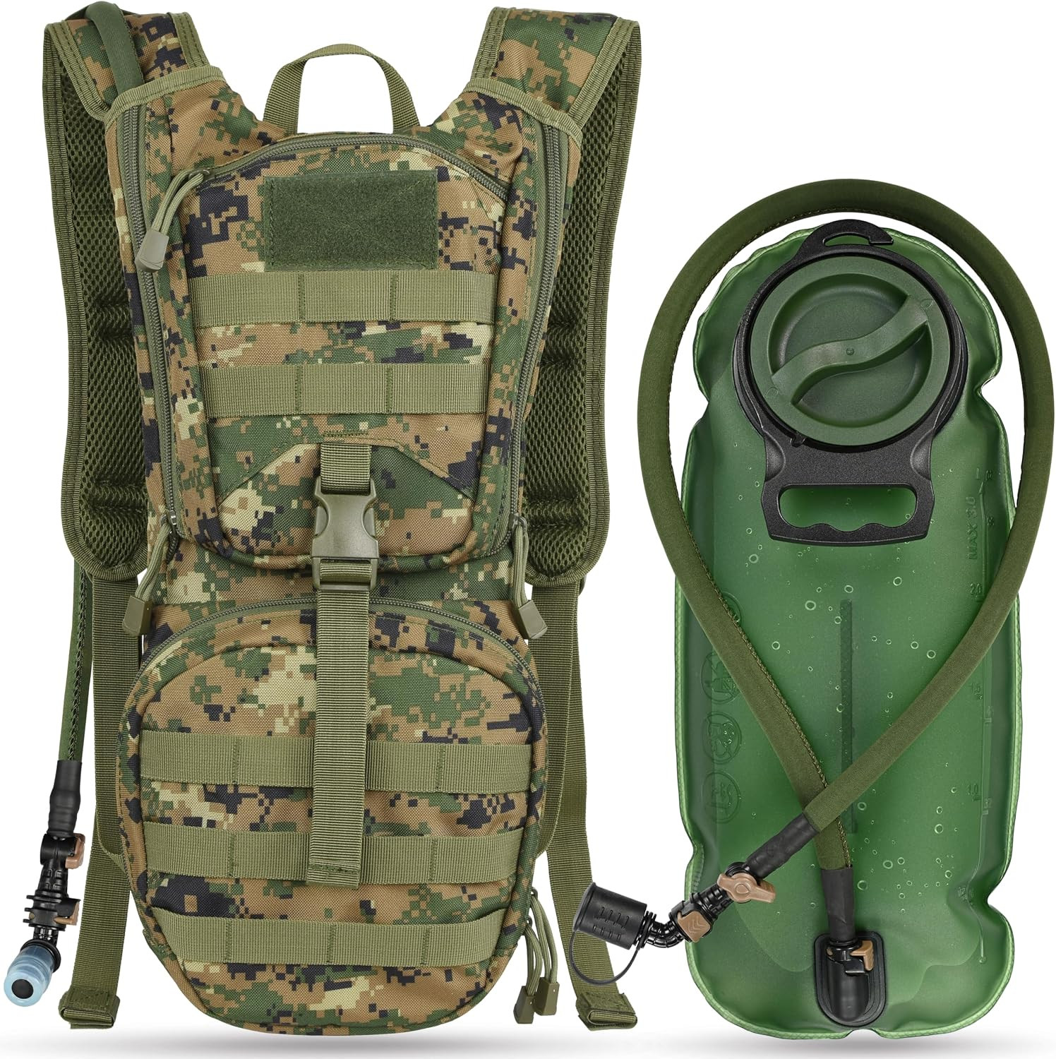 Tactical Molle Hydration Pack Backpack with 3L TPU Water Bladder,Soldier Daypack