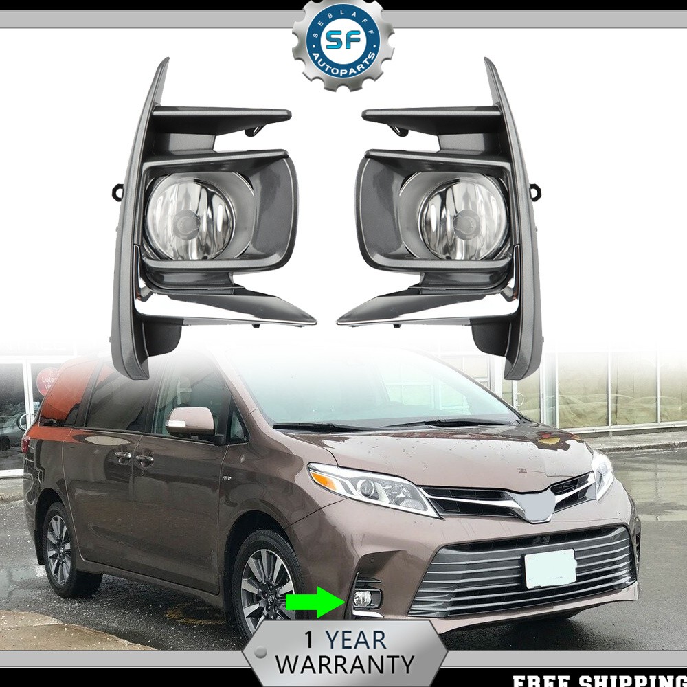 For Toyota Sienna 2018-2020 Front Bumper Fog Lights Lamps Chrome W/bezel+harness