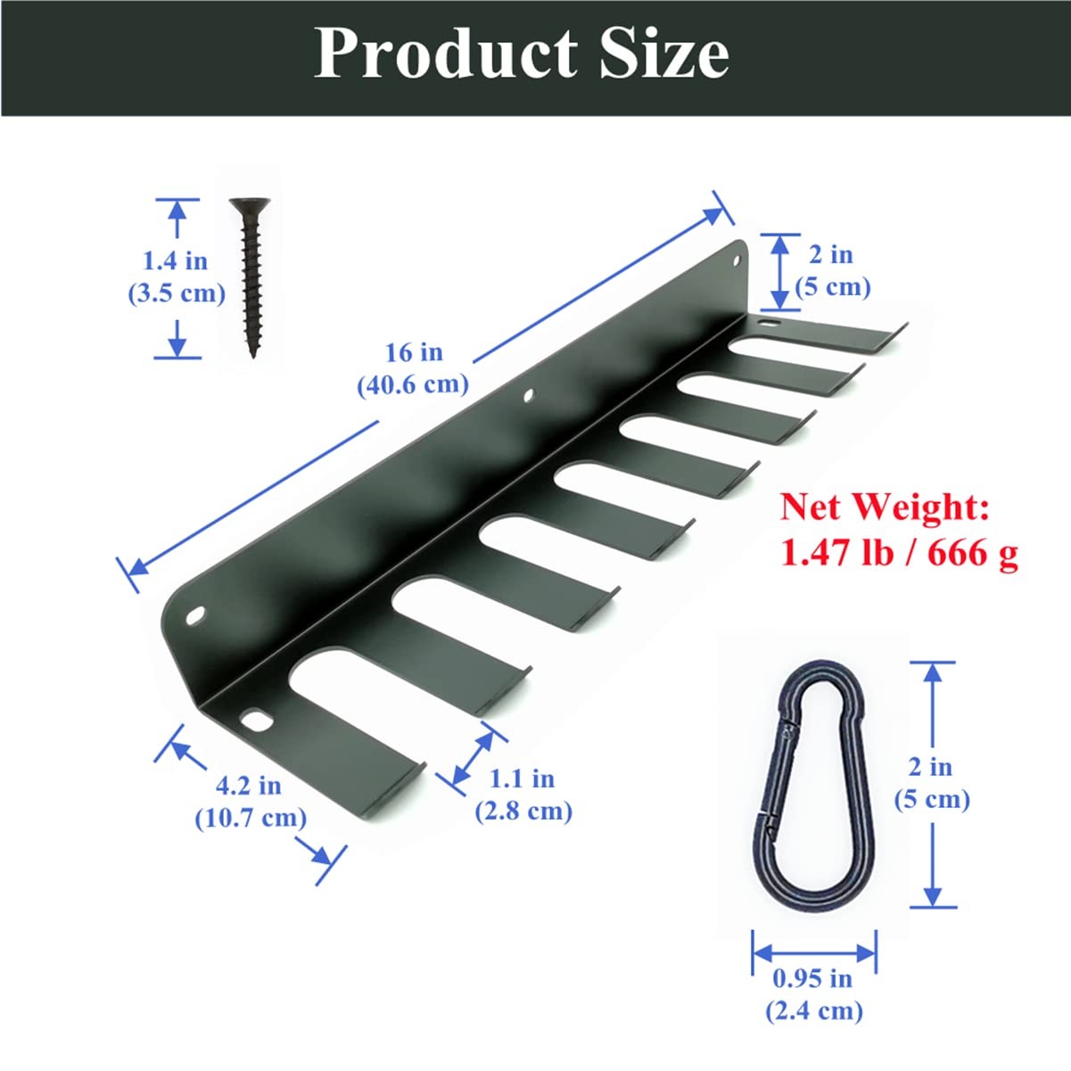 Baseball Bat Rack, Wall Mount, Hold 14 Baseball/Softball Bats, Solid Steel He...