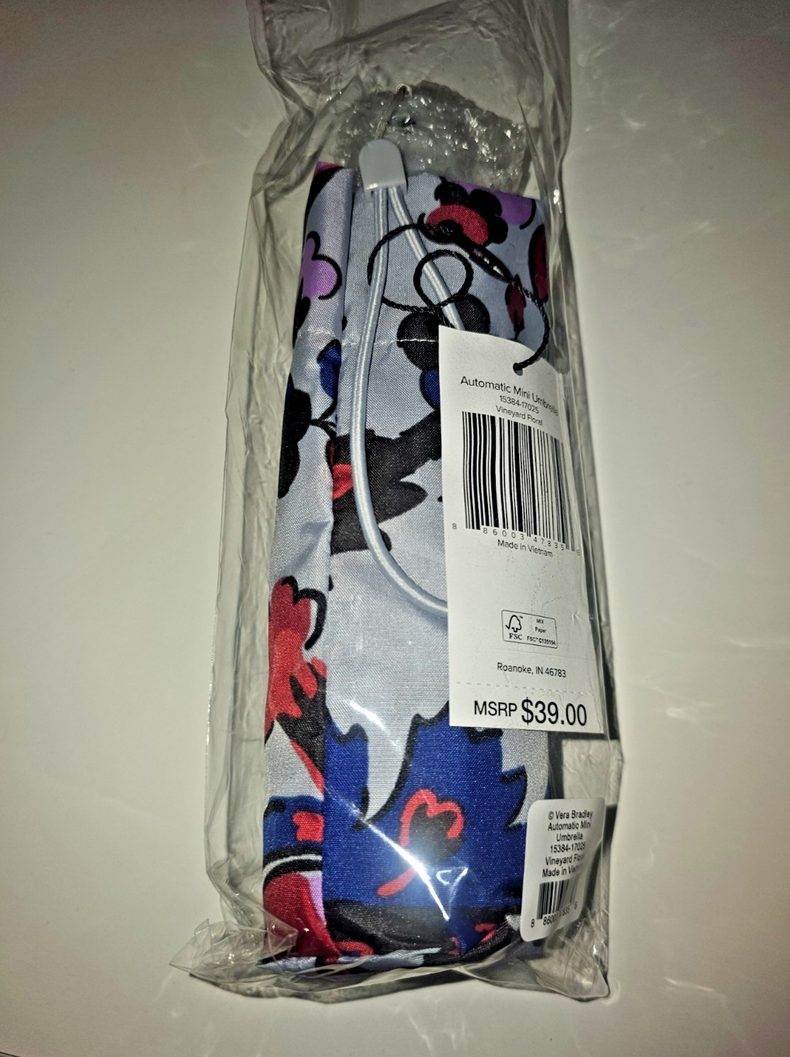 Vera Bradley VINEYARD FLORAL Automatic Mini Umbrella (New & Sealed)