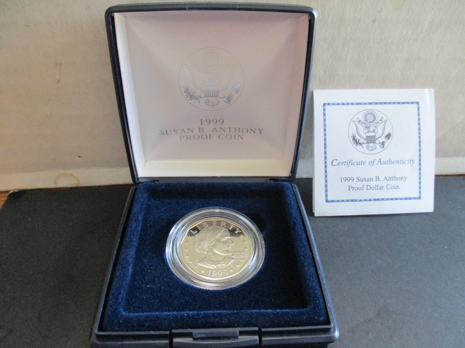 1999 SUSAN B ANTHONY PROOF DOLLAR w/ORIGINAL BOX COA SCARCE DATE!