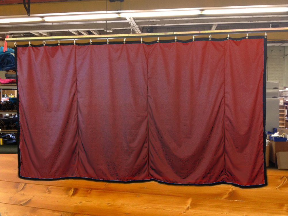 Burgundy Curtain/Stage Backdrop/Partition, Non-FR, 9 H x 15 W