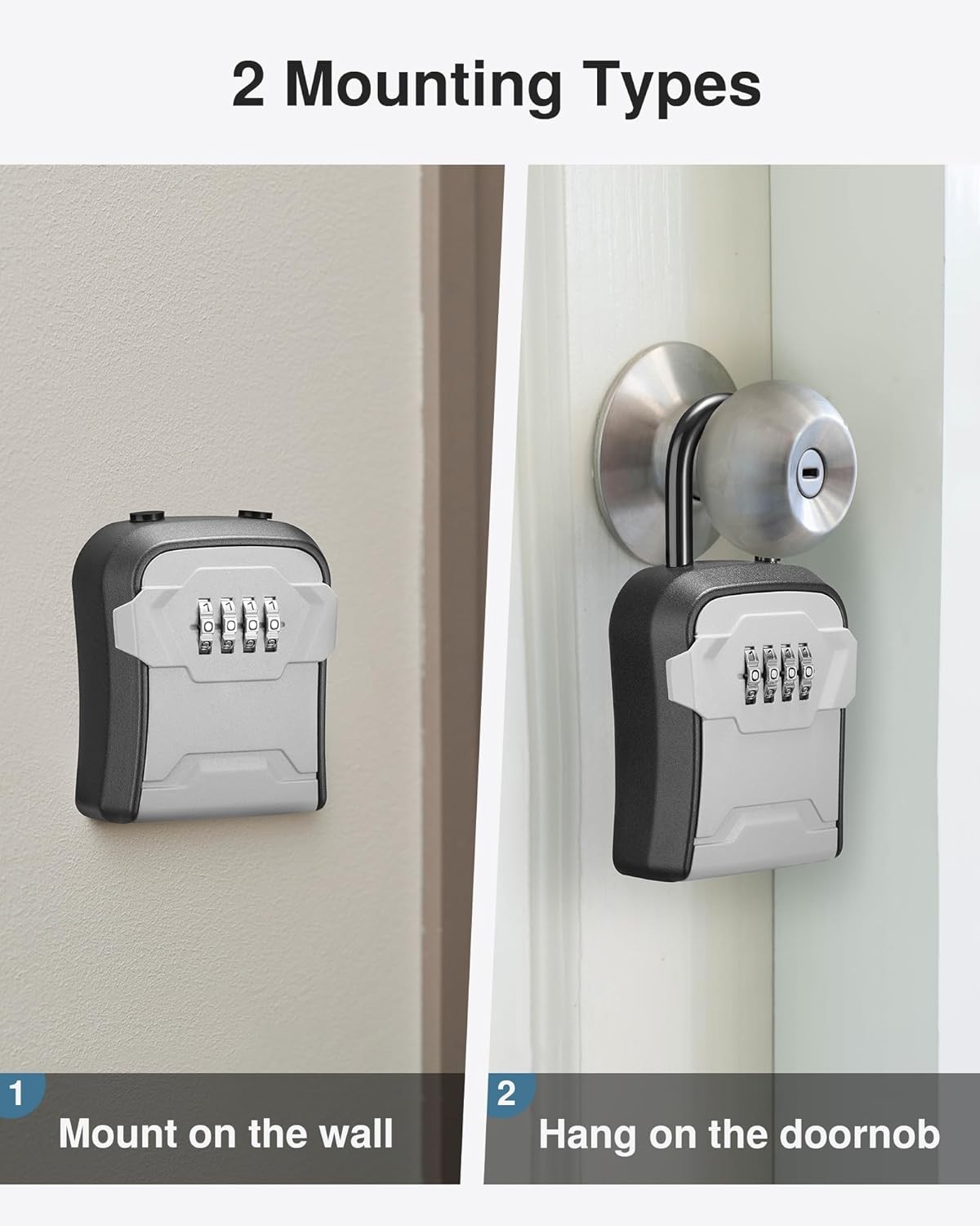Puroma Lock Box, Key Box Wall Mount & Portable Combination Lockbox Gray