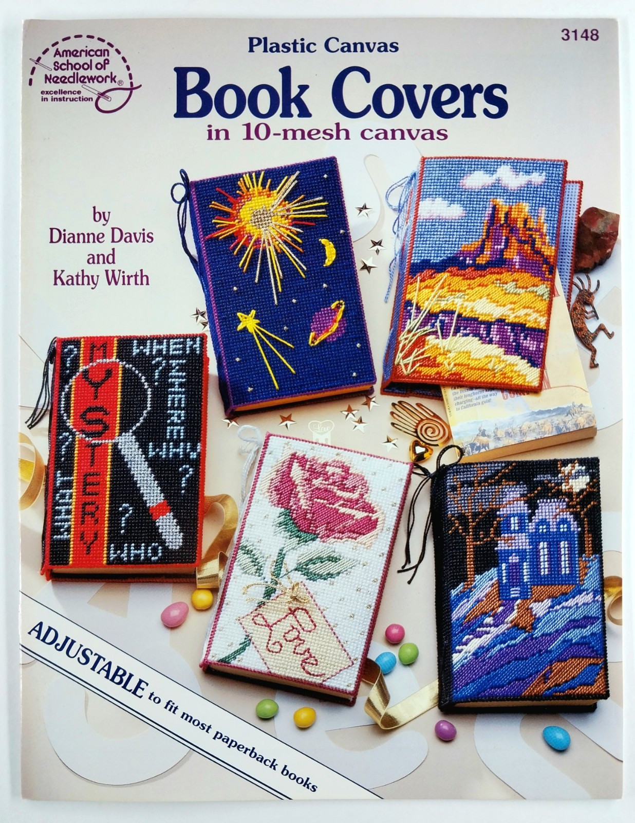 Plastic Canvas Book Covers 10 Designs Adjustable To Fit Most Paperbacks ASN 3148