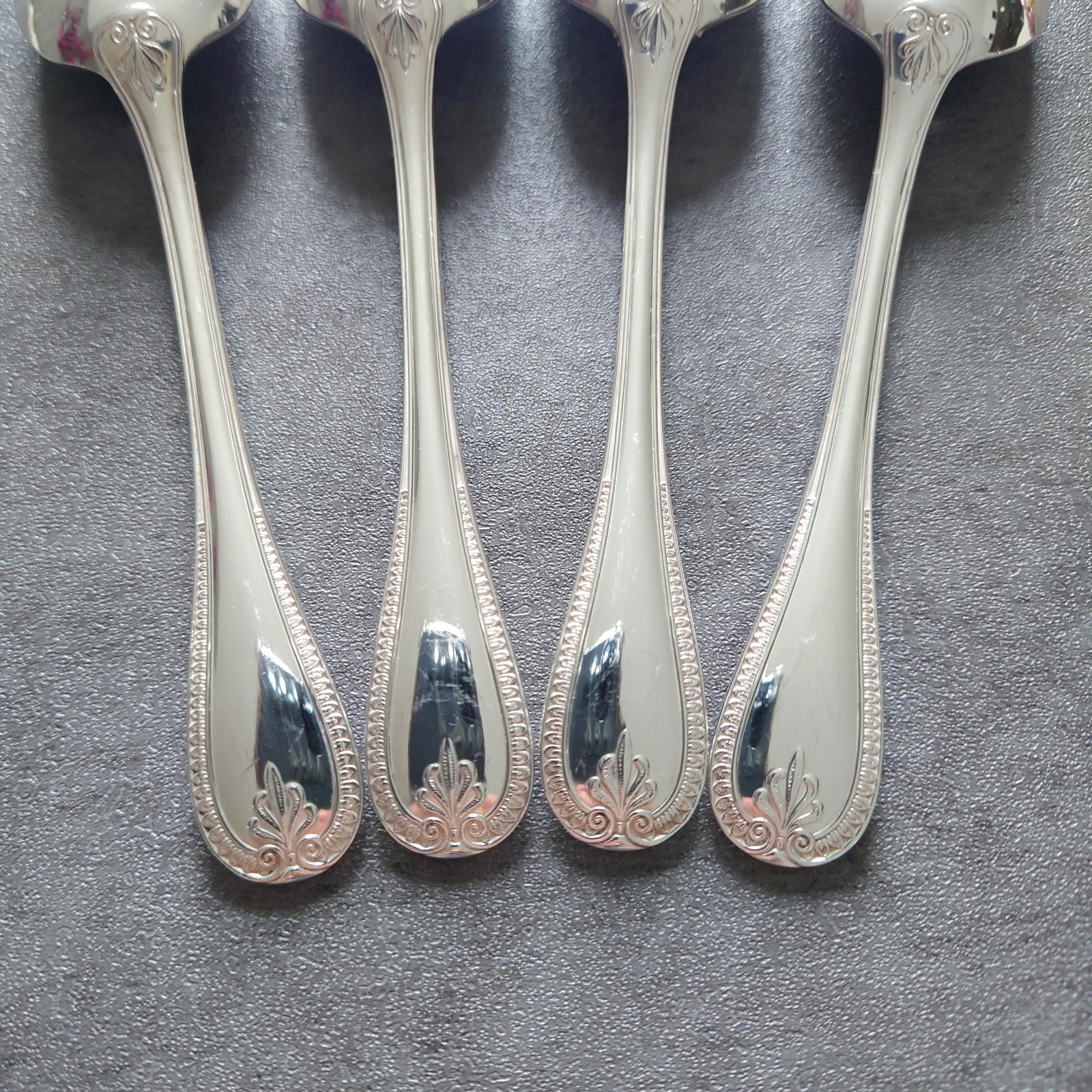 Christofle Malmaison 4pcs Silverplate Flatware Coffee Spoon Excellent