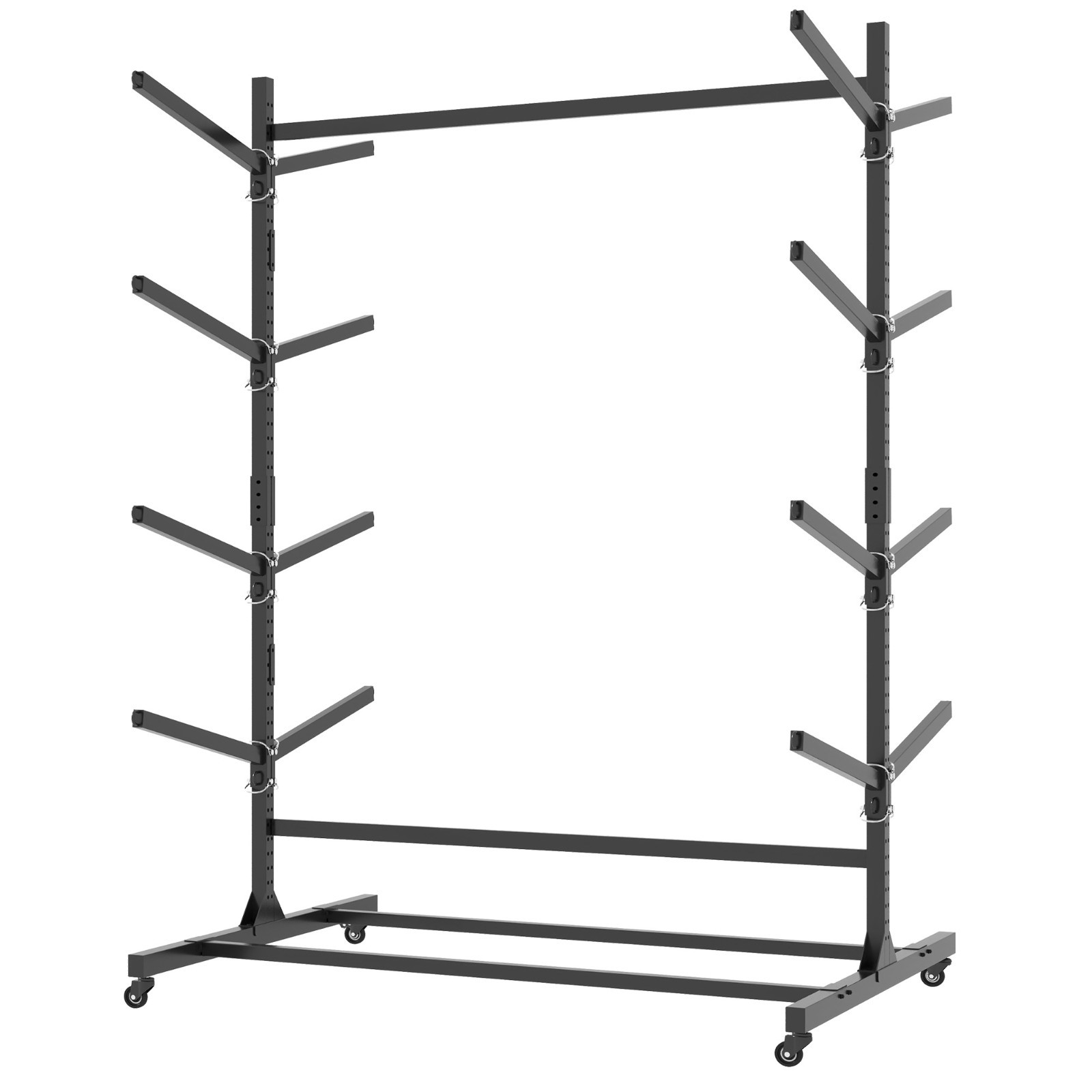 Heavy Duty 8-Kayak Freestanding Rack with Wheels, Adjustable 82"H