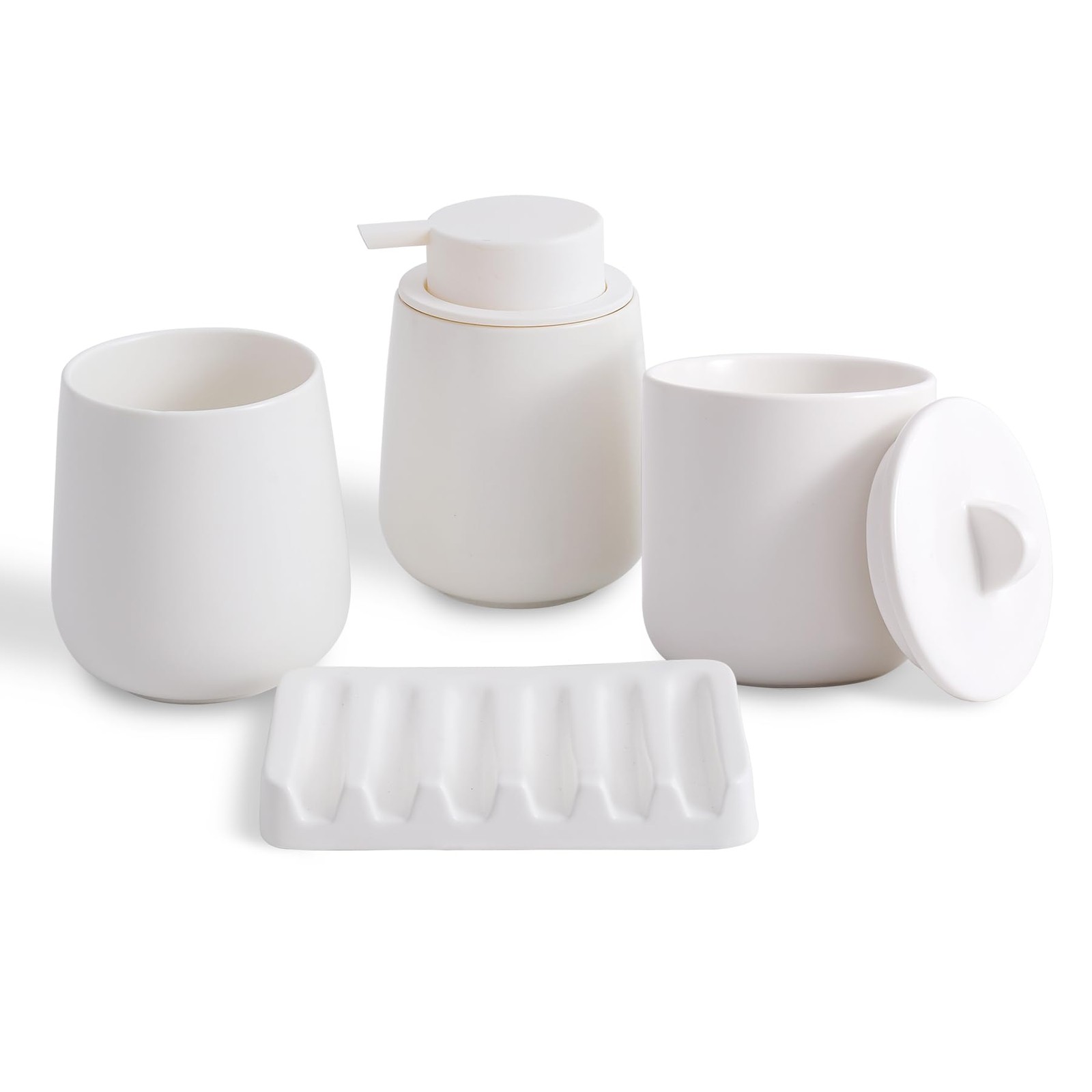 Agyiuns Ceramic Bathroom Accessories Set, Lotion Soap Dispenser and Toothbrus...