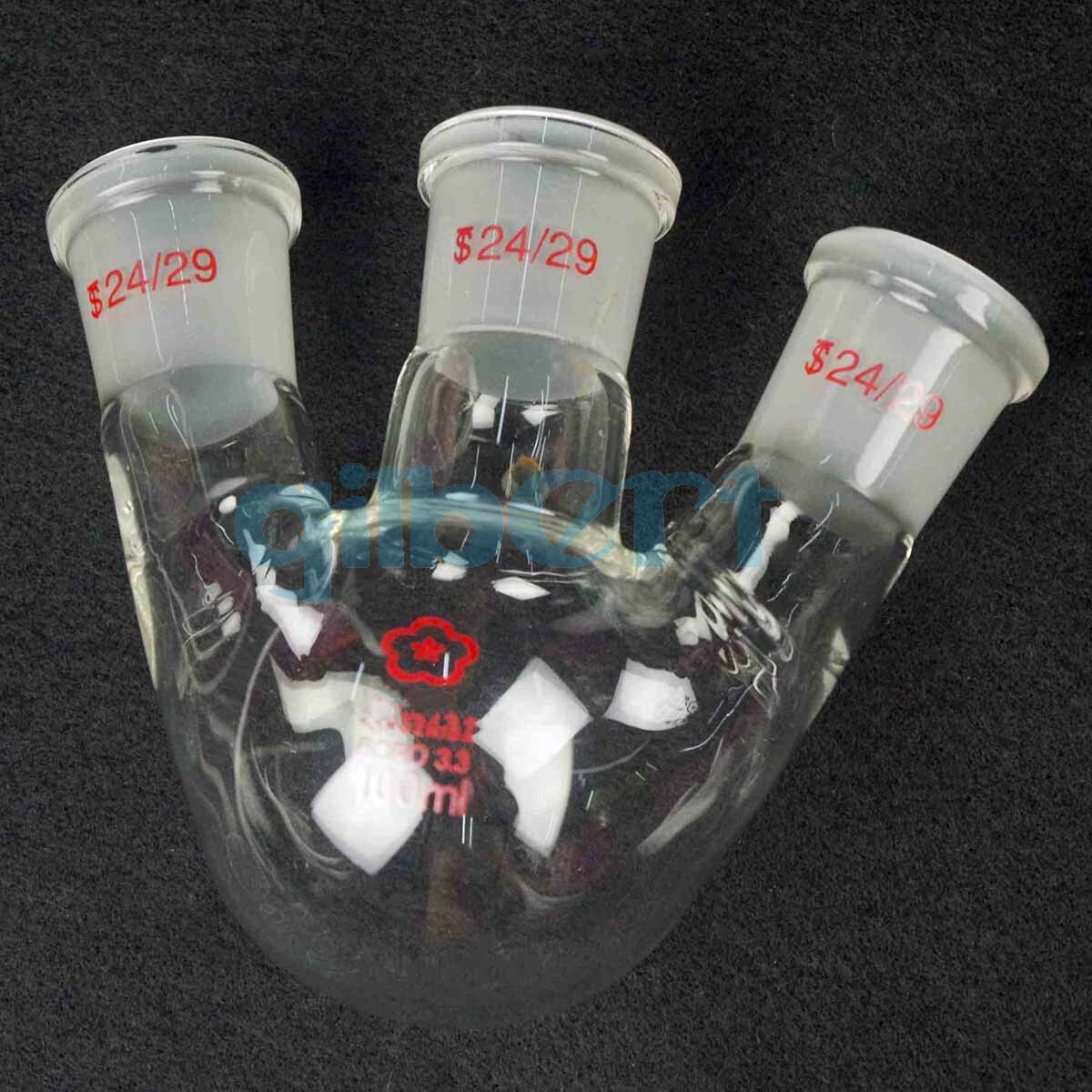 100ml 24/29 Central Branch Joint 3 Necks Borosilicate Glass Flask Round Bottom