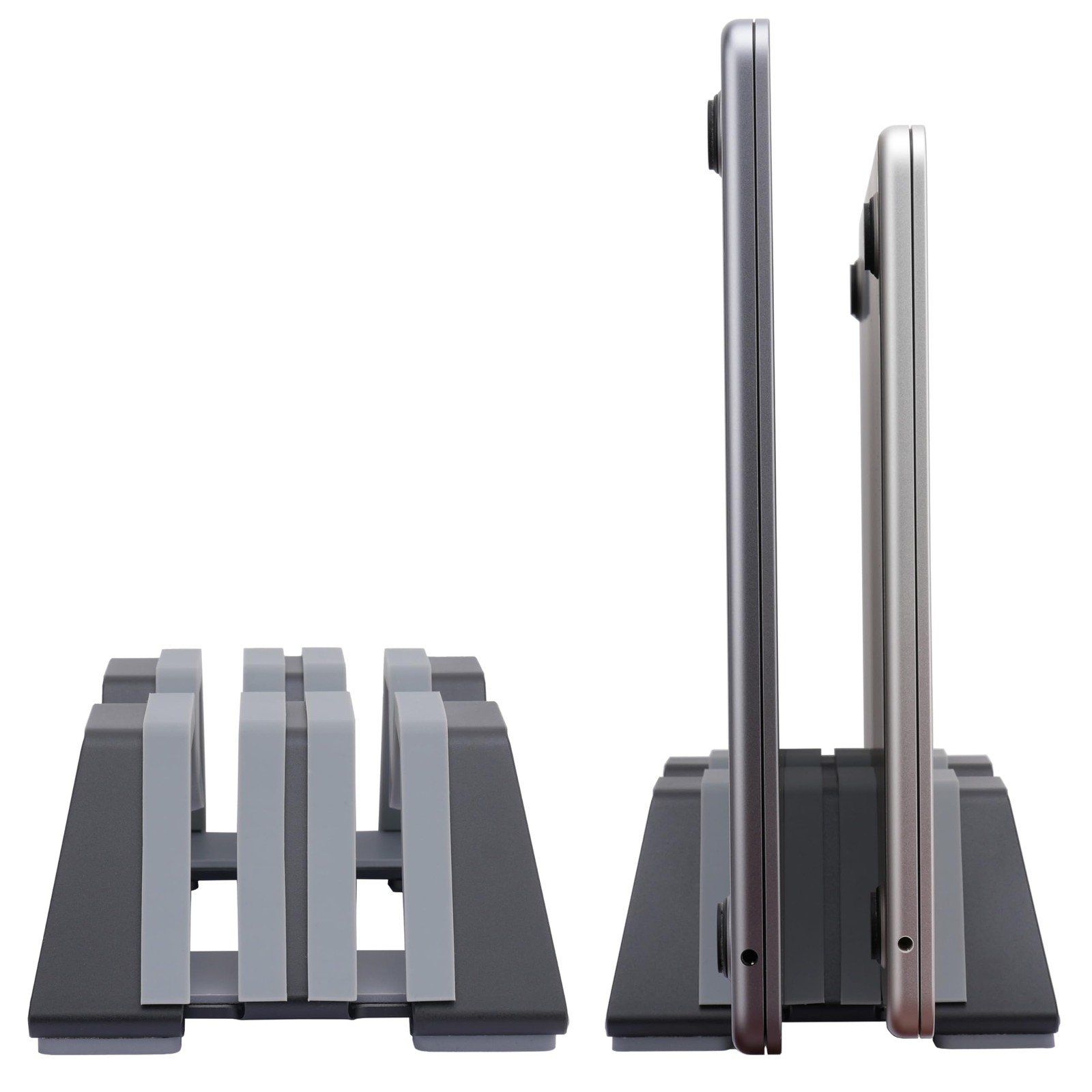 Psitek Adjustable Dual Vertical Laptop Stand - 2 Slot (For 2 device), Black