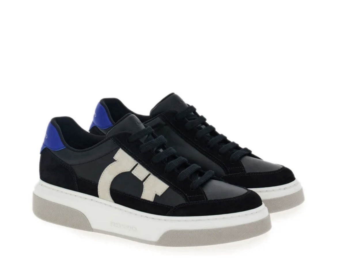 New Salvatore Ferragamo Cassina Men Black Fashion Sneakers 7.5 8 8.5 9 10 10.5