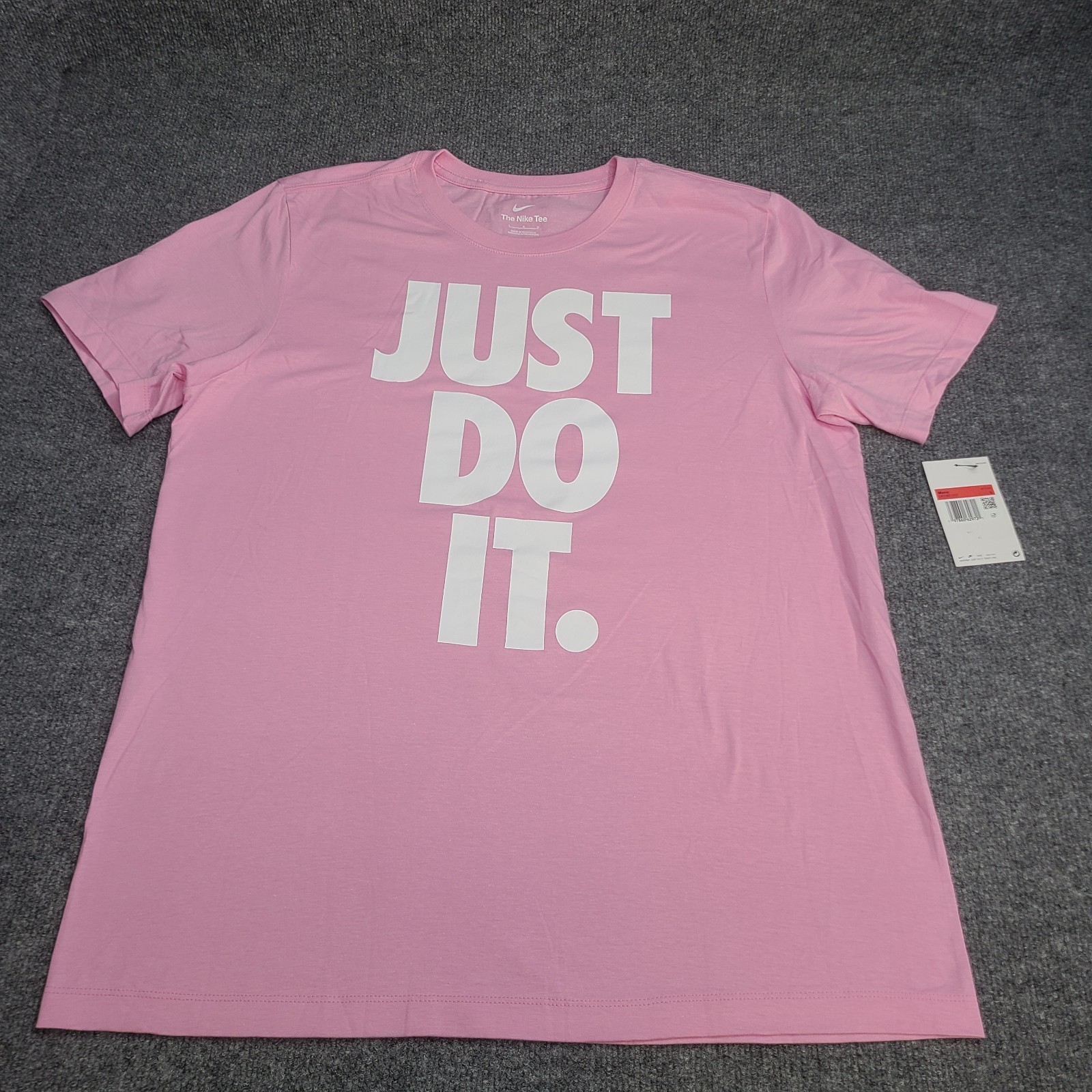 Nike Shirt Mens Large Pink White Just Do It Sportswear Lightweight Cotton Tee 71
