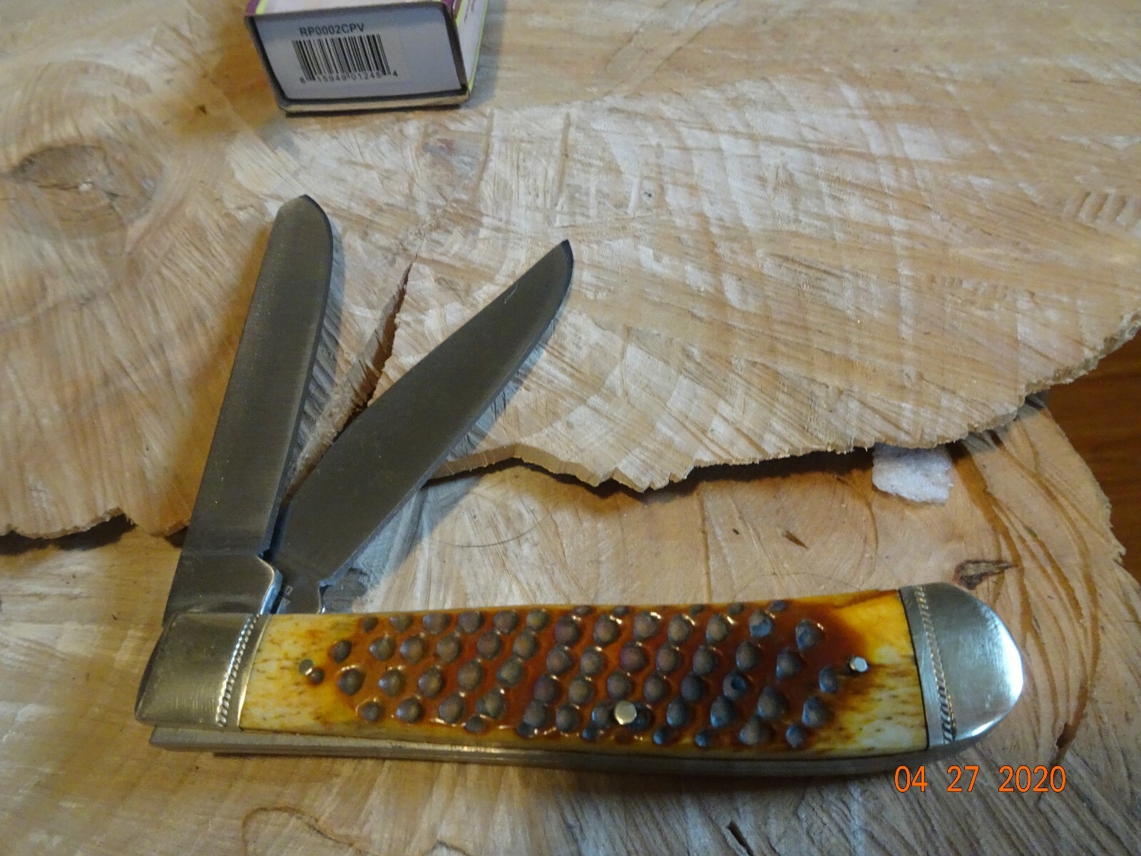 ROPER KNIVES PIT VIPER VIPER TRAPPER 4.125" CLOSED BONE HANDLE 1065CARBON STEEL