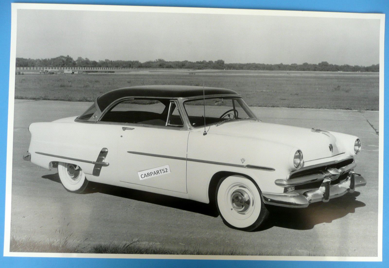 12 By 18" Black & White Picture 1953 Ford Victoria 2 Door Hard Top