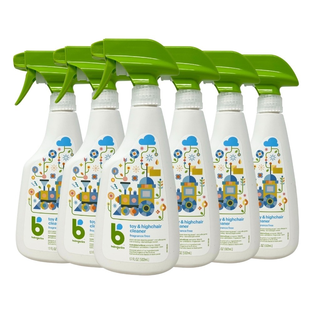 6 Pack - Babyganics Toy & Highchair Cleaner Spray, Fragrance Free, 17oz