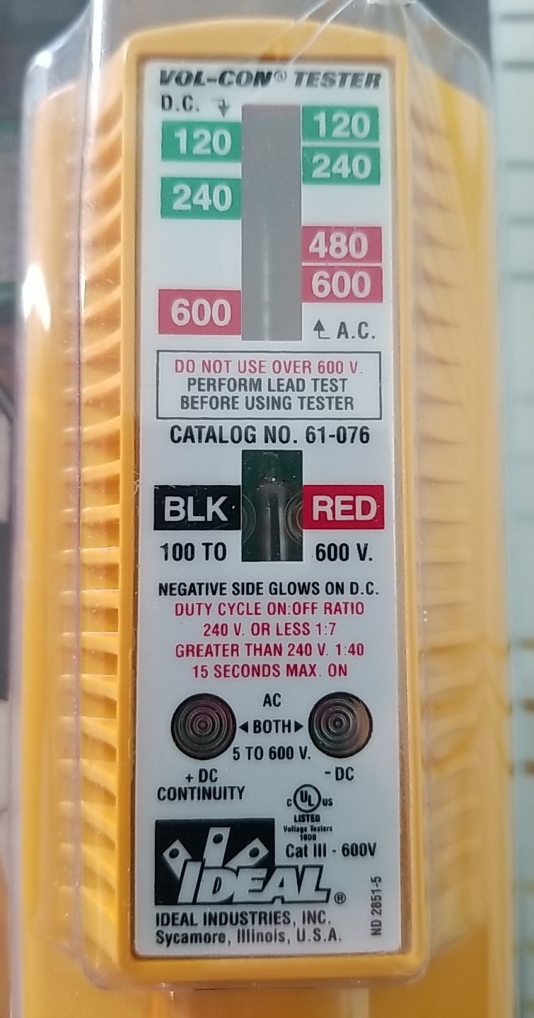 IDEAL 61-076 Voltage & Continuity TESTER 600V AC/DC - NEW