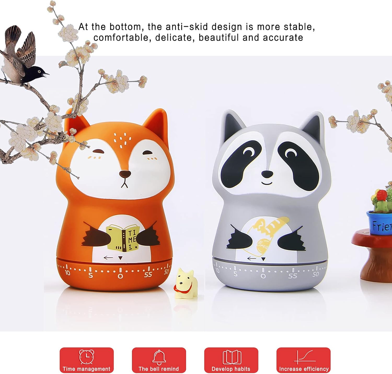 2 Pack Cute Kitchen Timer,100% Mechanical Timer for Kids,60 Minute Egg Timer for
