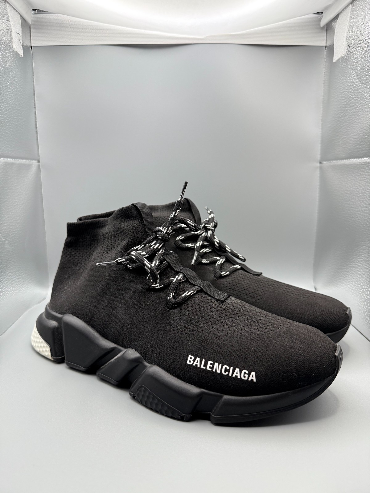 Balenciaga Speed LT Lace Up Knit Sole Black Sneaker | Size EU42 - US Men's 9