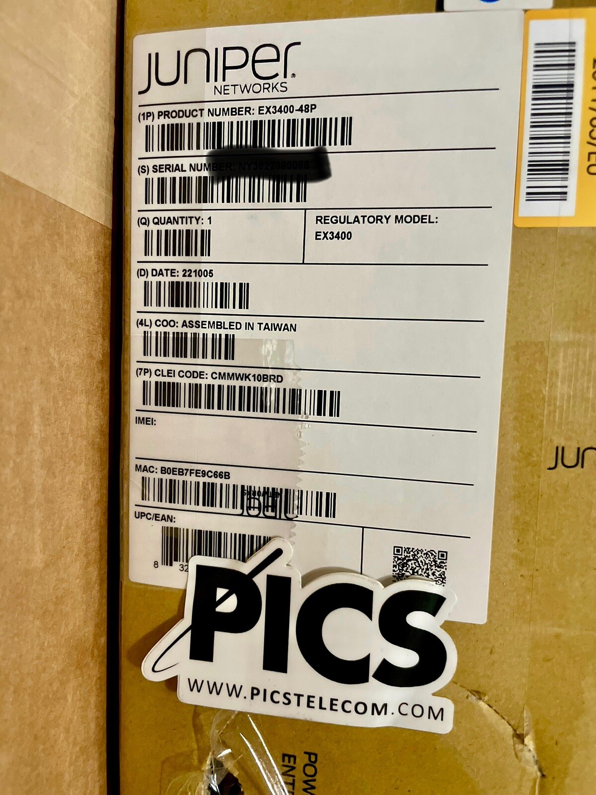 New Sealed - Juniper Networks EX3400-48P 48-Port PoE+ Ethernet Switch