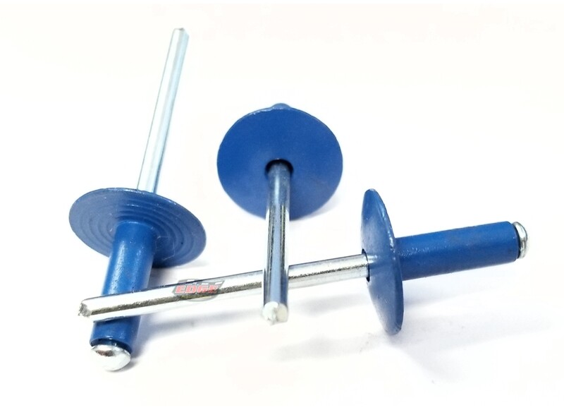 Chevron Blue 3/16" Rivet Large Flange Aluminum Head Steel Mandrel Blind Pop R...