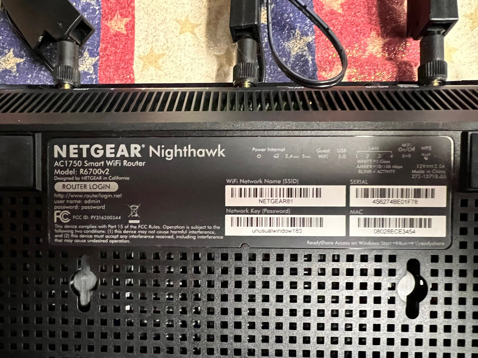 Netgear Nighthawk AC1750 Model R6700v2 Smart WiFi Router