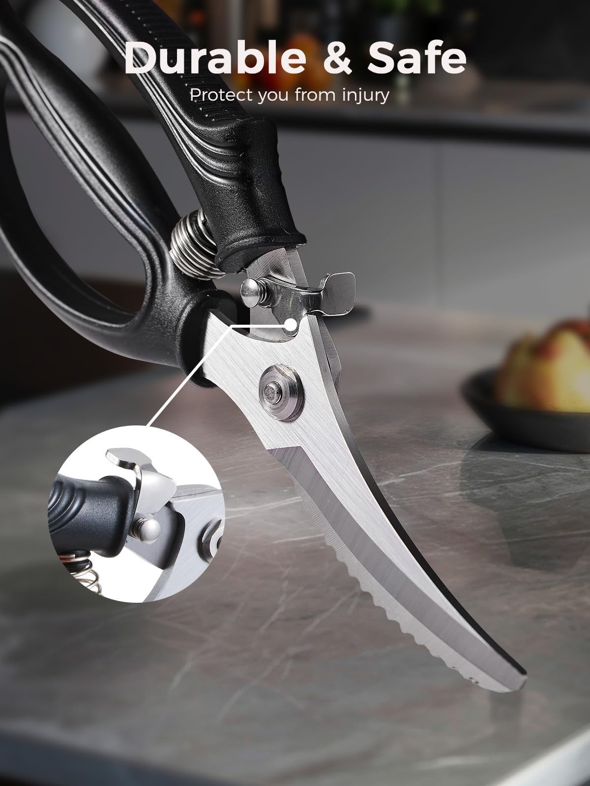 Heavy Duty Poultry Shears, Kitchen Scissors for Meat Chicken Bone Fish, Spring