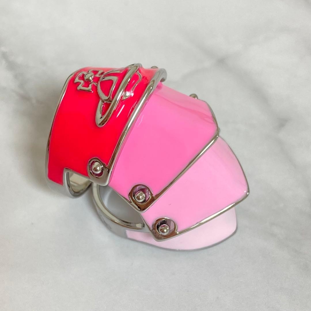Vivienne Westwood ARTEMIS Armor Ring Pink Silver Size 6.5-7 Accessory With Pouch