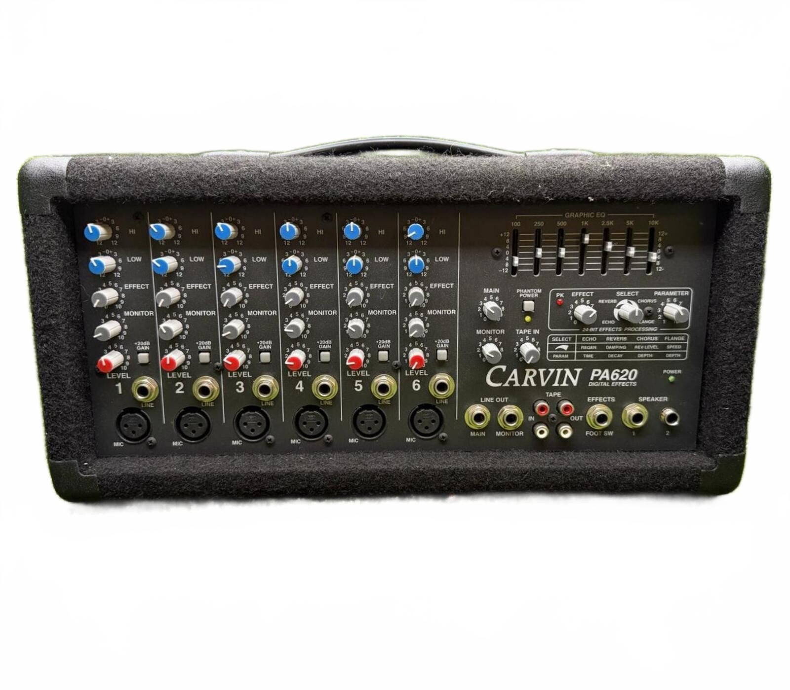 Carvin PA620 6-Channel 200W Powered PA Mixer 24-Bit DSP Phantom Power
