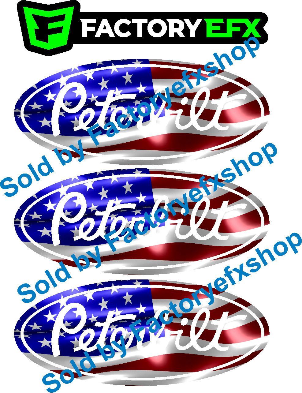 3 Peterbilt USA Flag Hood & Grille Decal Emblems Flames 359 379 378 353 377