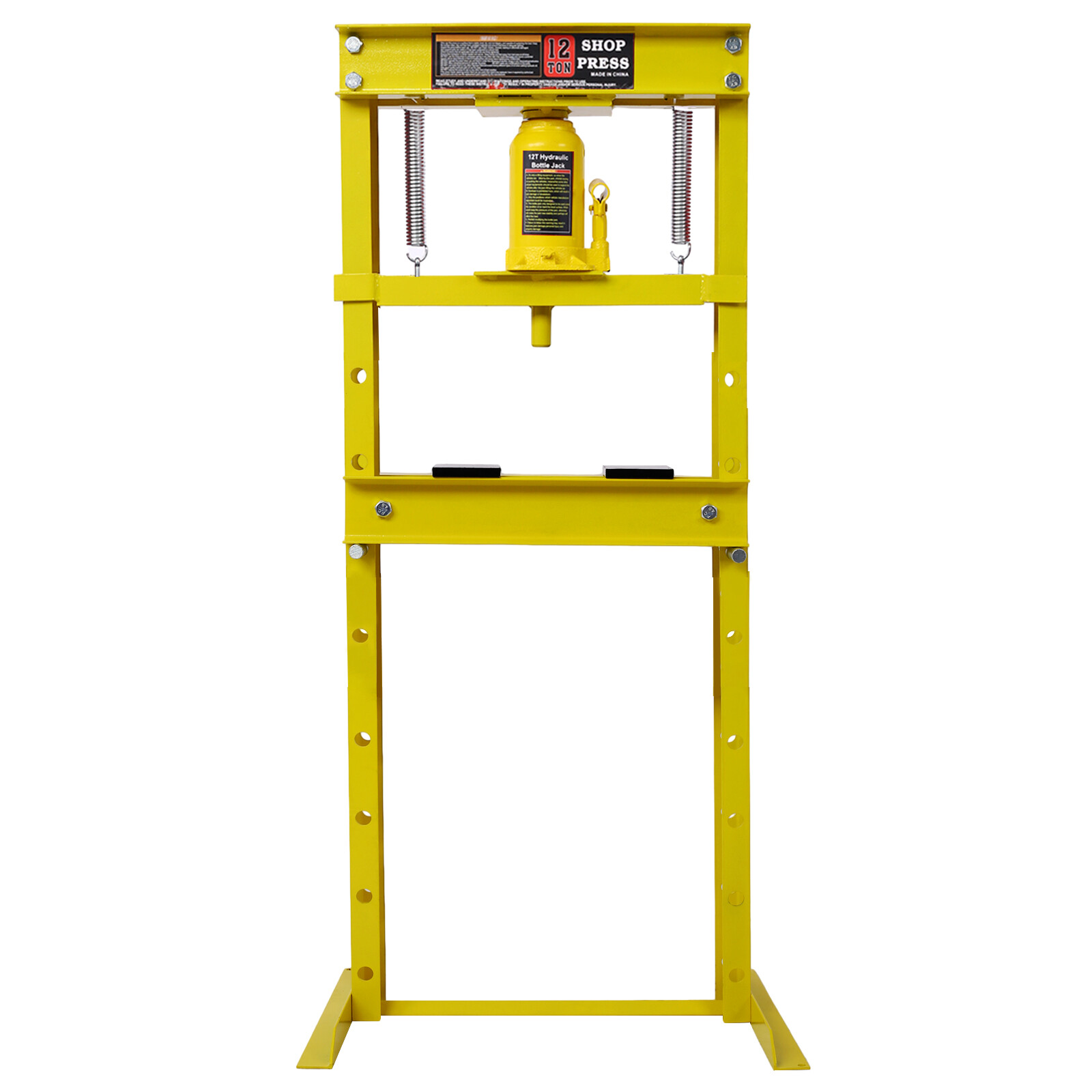 Hydraulic Shop Press 12Ton with Press Plates H-Frame Benchtop Press Stand Yellow