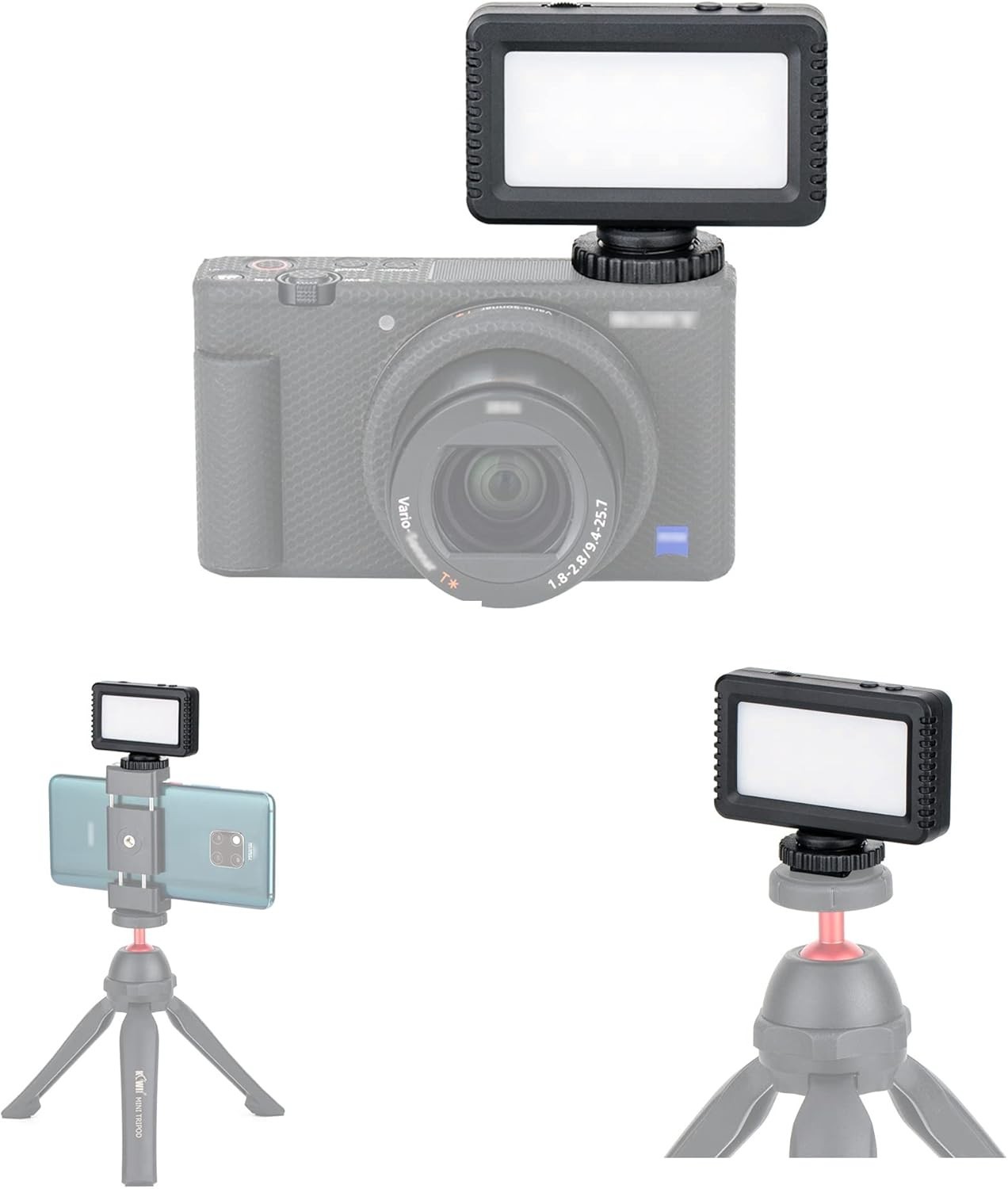 Kiwifotos Mini LED Video Light for Sony ZV-1F ZV1F ZV-1 II ZV1 ZV-E10 II ZVE10
