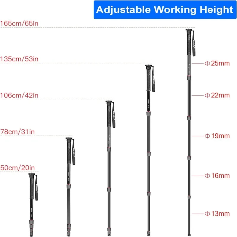 US Manbily Camera Monopod, E-222 (Red&Black）NEW ARRIVAL