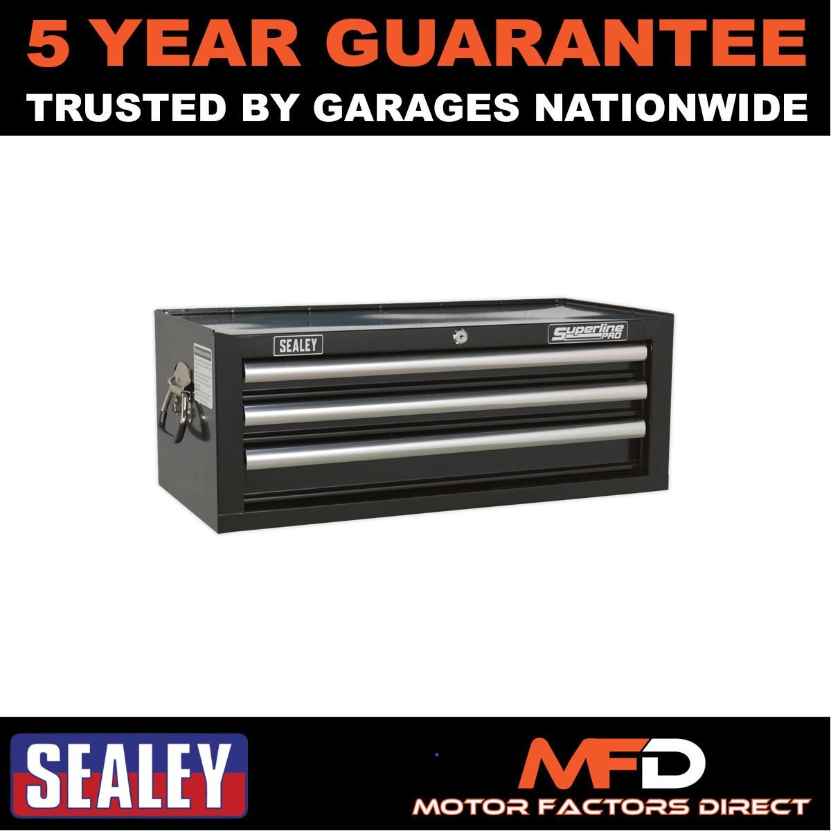 Sealey Superline PRO� Mid-Box Tool Chest 3 Drawer Black AP33339B