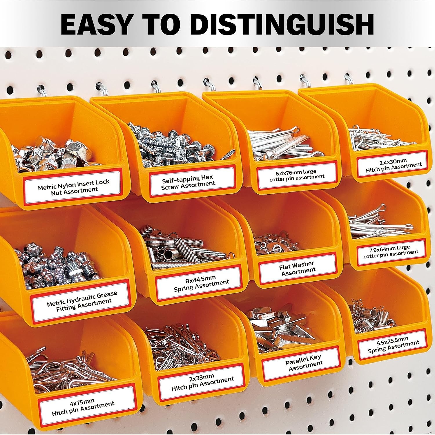 Versatile Pegboard Bins Storage Set - 12 Durable Bins with Labels Included