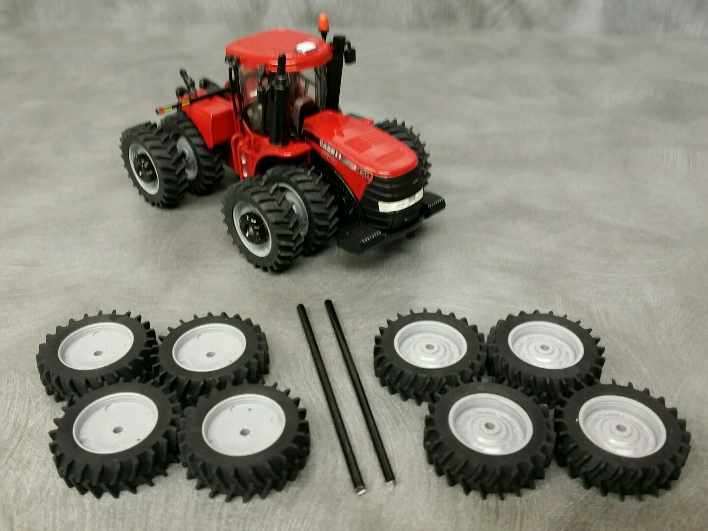 1/64 Farm custom scratch 20.8 R46 tractor tire kit gray rims + axels